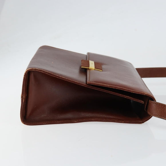 Salvatore Ferragamo Shoulder Bag Leather Brown Gold Auth BA8006