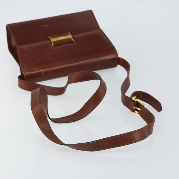 Salvatore Ferragamo Shoulder Bag Leather Brown Gold Auth BA8006