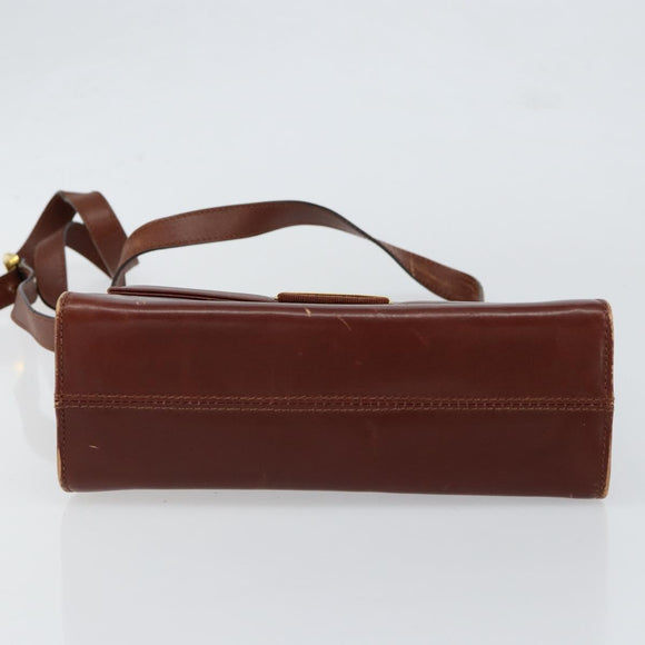 Salvatore Ferragamo Shoulder Bag Leather Brown Gold Auth BA8006