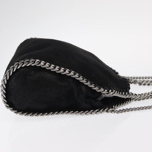 Stella MacCartney Chain Falabella Bag polyester Black Silver 371223 Auth BA8010