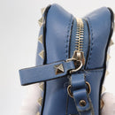 VALENTINO Studs Chain Shoulder Bag Leather Blue Gold Auth BA8011-9