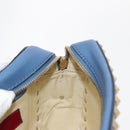 VALENTINO Studs Chain Shoulder Bag Leather Blue Gold Auth BA8011-20