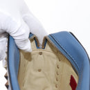 VALENTINO Studs Chain Shoulder Bag Leather Blue Gold Auth BA8011-21