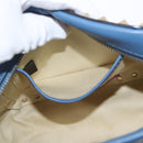 VALENTINO Studs Chain Shoulder Bag Leather Blue Gold Auth BA8011-22