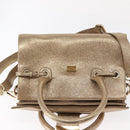 Jimmy Choo Hand Bag Leather 2way Gold Auth BA8012-20
