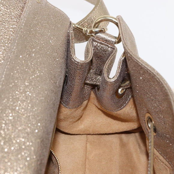 Jimmy Choo Hand Bag Leather 2way Gold Auth BA8012