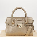 Jimmy Choo Hand Bag Leather 2way Gold Auth BA8012-12