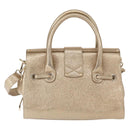 Jimmy Choo Hand Bag Leather 2way Gold Auth BA8012-2