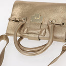 Jimmy Choo Hand Bag Leather 2way Gold Auth BA8012-6