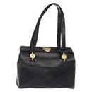 VERSACE Tote Bag Leather Black Gold Auth BA8013-1