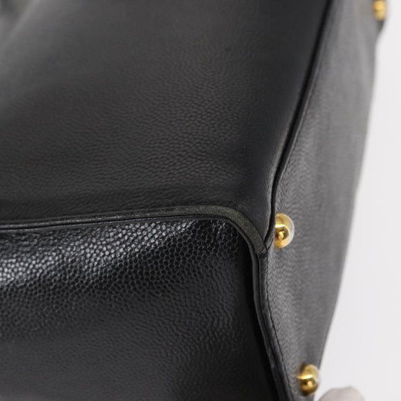 VERSACE Tote Bag Leather Black Gold Auth BA8013