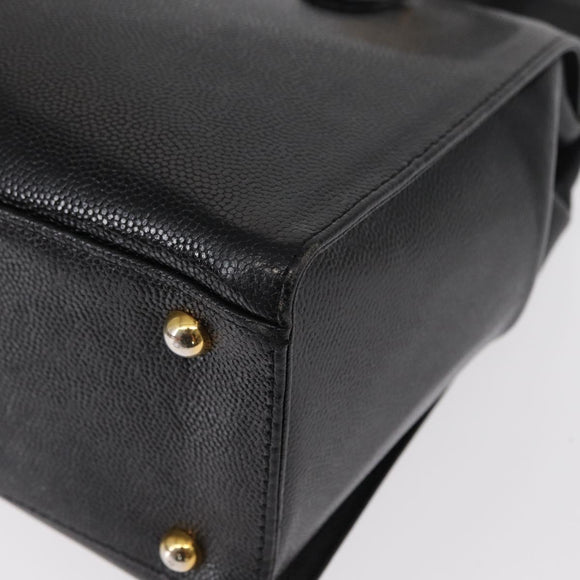 VERSACE Tote Bag Leather Black Gold Auth BA8013