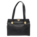 VERSACE Tote Bag Leather Black Gold Auth BA8013-13