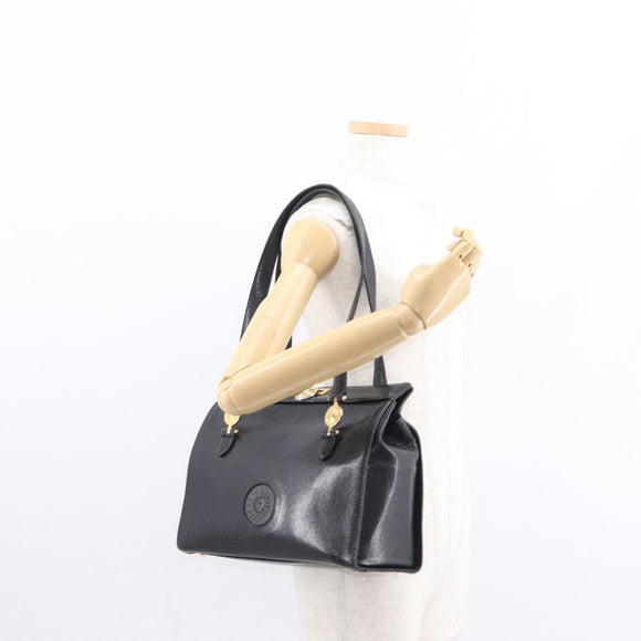 VERSACE Tote Bag Leather Black Gold Auth BA8013