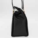 VERSACE Tote Bag Leather Black Gold Auth BA8013-4