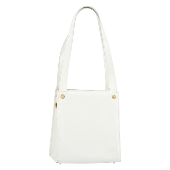 Gianni Versace Shoulder Bag Leather White Gold Auth BA8015