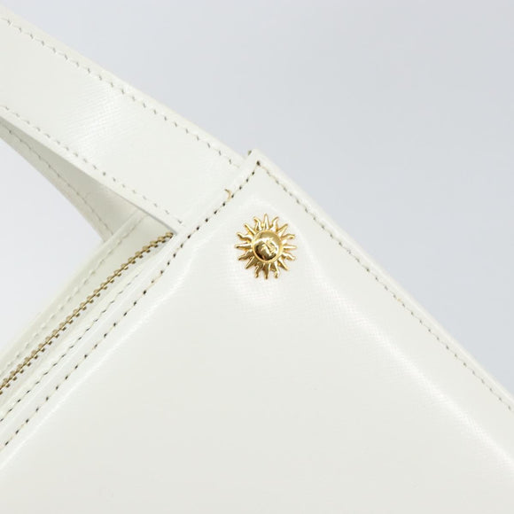 Gianni Versace Shoulder Bag Leather White Gold Auth BA8015