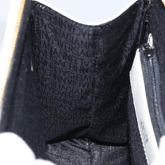 Gianni Versace Shoulder Bag Leather White Gold Auth BA8015