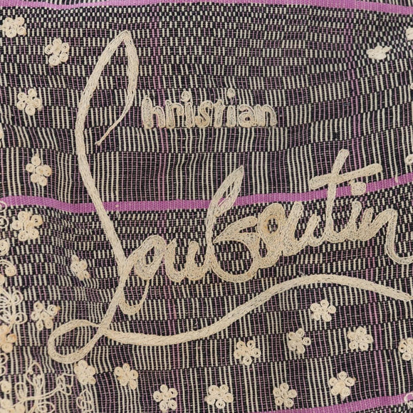 Christian Louboutin Tote Bag Canvas 2way Blue Silver Auth BA8017V