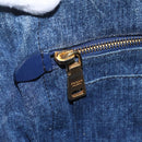 PRADA Canapa MM Hand Bag Denim Blue Gold Auth BA8018-18