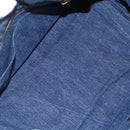 PRADA Canapa MM Hand Bag Denim Blue Gold Auth BA8018-10