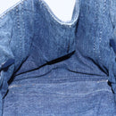 PRADA Canapa MM Hand Bag Denim Blue Gold Auth BA8018-19