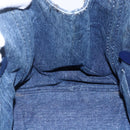 PRADA Canapa MM Hand Bag Denim Blue Gold Auth BA8018-20