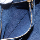 PRADA Canapa MM Hand Bag Denim Blue Gold Auth BA8018-21