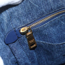 PRADA Canapa MM Hand Bag Denim Blue Gold Auth BA8018-23