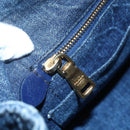 PRADA Canapa MM Hand Bag Denim Blue Gold Auth BA8018-24