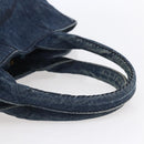 PRADA Canapa MM Hand Bag Denim Blue Gold Auth BA8018-7