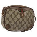 GUCCI GG Supreme Web Sherry Line Bag PVC Beige Gold 156 02 066 Auth BA802-1