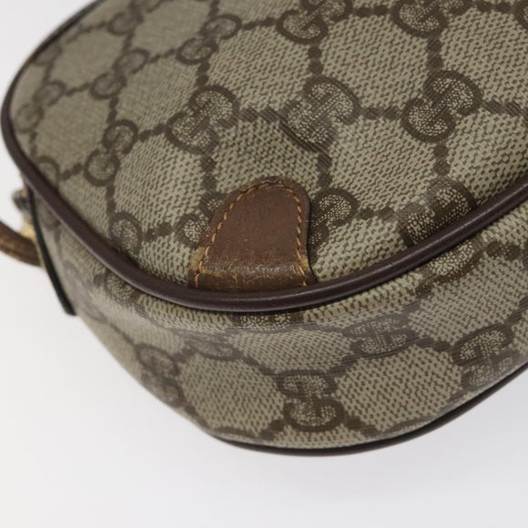 GUCCI GG Supreme Web Sherry Line Bag PVC Beige Gold 156 02 066 Auth BA802