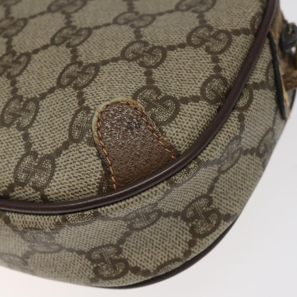 GUCCI GG Supreme Web Sherry Line Bag PVC Beige Gold 156 02 066 Auth BA802