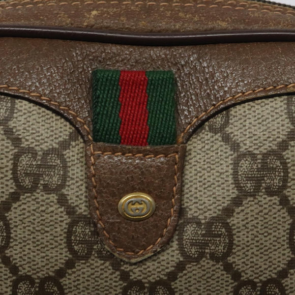 GUCCI GG Supreme Web Sherry Line Bag PVC Beige Gold 156 02 066 Auth BA802