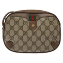 GUCCI GG Supreme Web Sherry Line Bag PVC Beige Gold 156 02 066 Auth BA802-13