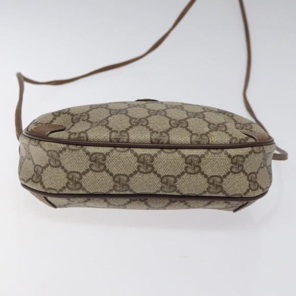GUCCI GG Supreme Web Sherry Line Bag PVC Beige Gold 156 02 066 Auth BA802