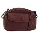 CARTIER Must Line Shoulder Bag Leather Bordeaux Gold Auth BA8021-1