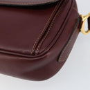 CARTIER Must Line Shoulder Bag Leather Bordeaux Gold Auth BA8021-9