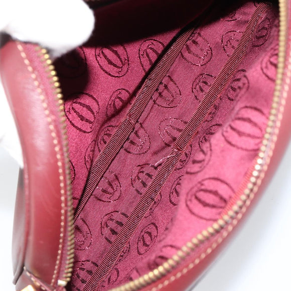 CARTIER Must Line Shoulder Bag Leather Bordeaux Gold Auth BA8021