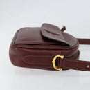 CARTIER Must Line Shoulder Bag Leather Bordeaux Gold Auth BA8021-3