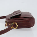CARTIER Must Line Shoulder Bag Leather Bordeaux Gold Auth BA8021-4