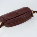 CARTIER Must Line Shoulder Bag Leather Bordeaux Gold Auth BA8021-6