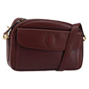 CARTIER Must Line Shoulder Bag Leather Bordeaux Gold Auth BA8022-1
