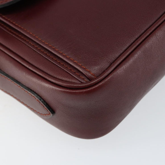 CARTIER Must Line Shoulder Bag Leather Bordeaux Gold Auth BA8022