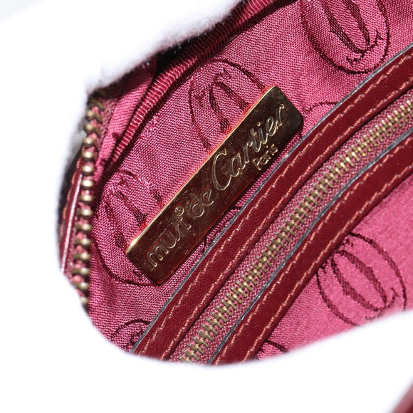 CARTIER Must Line Shoulder Bag Leather Bordeaux Gold Auth BA8022