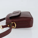 CARTIER Must Line Shoulder Bag Leather Bordeaux Gold Auth BA8022-5