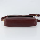 CARTIER Must Line Shoulder Bag Leather Bordeaux Gold Auth BA8022-9