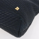 BALLY Quilted Chain Shoulder Bag Leather Navy Gold Auth BA8025-9