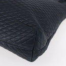 BALLY Quilted Chain Shoulder Bag Leather Navy Gold Auth BA8025-15